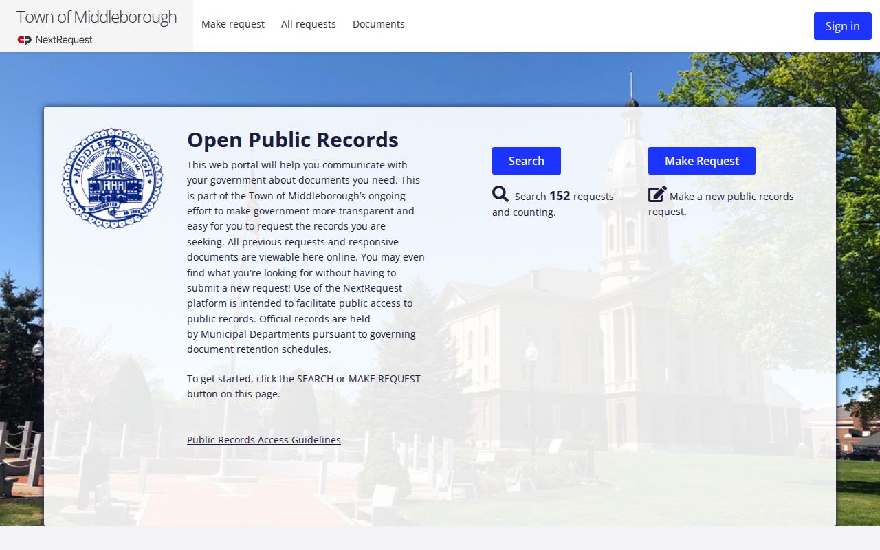 Middleborough residents directory public records request portal