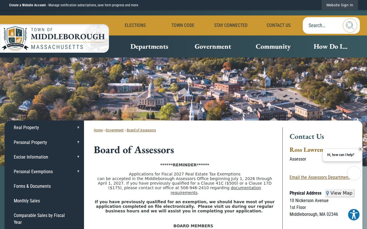 Middleborough neighbors view of the Board of Assessors property resources