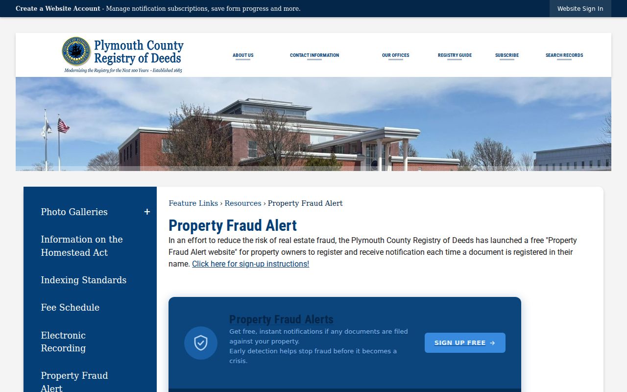 Middleborough by-address property-fraud alert information from Plymouth Registry of Deeds