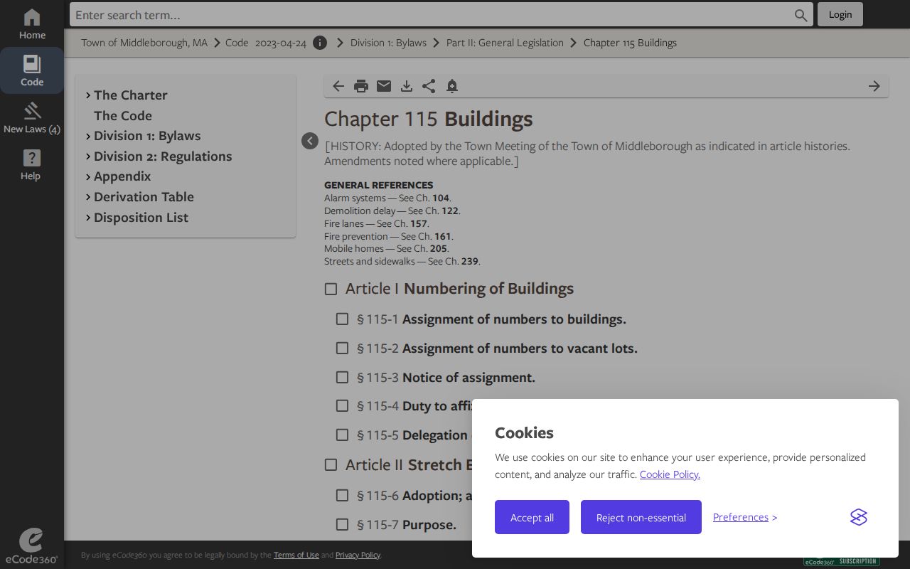 Middleborough ZIP code directory address-assignment code and street numbering authority